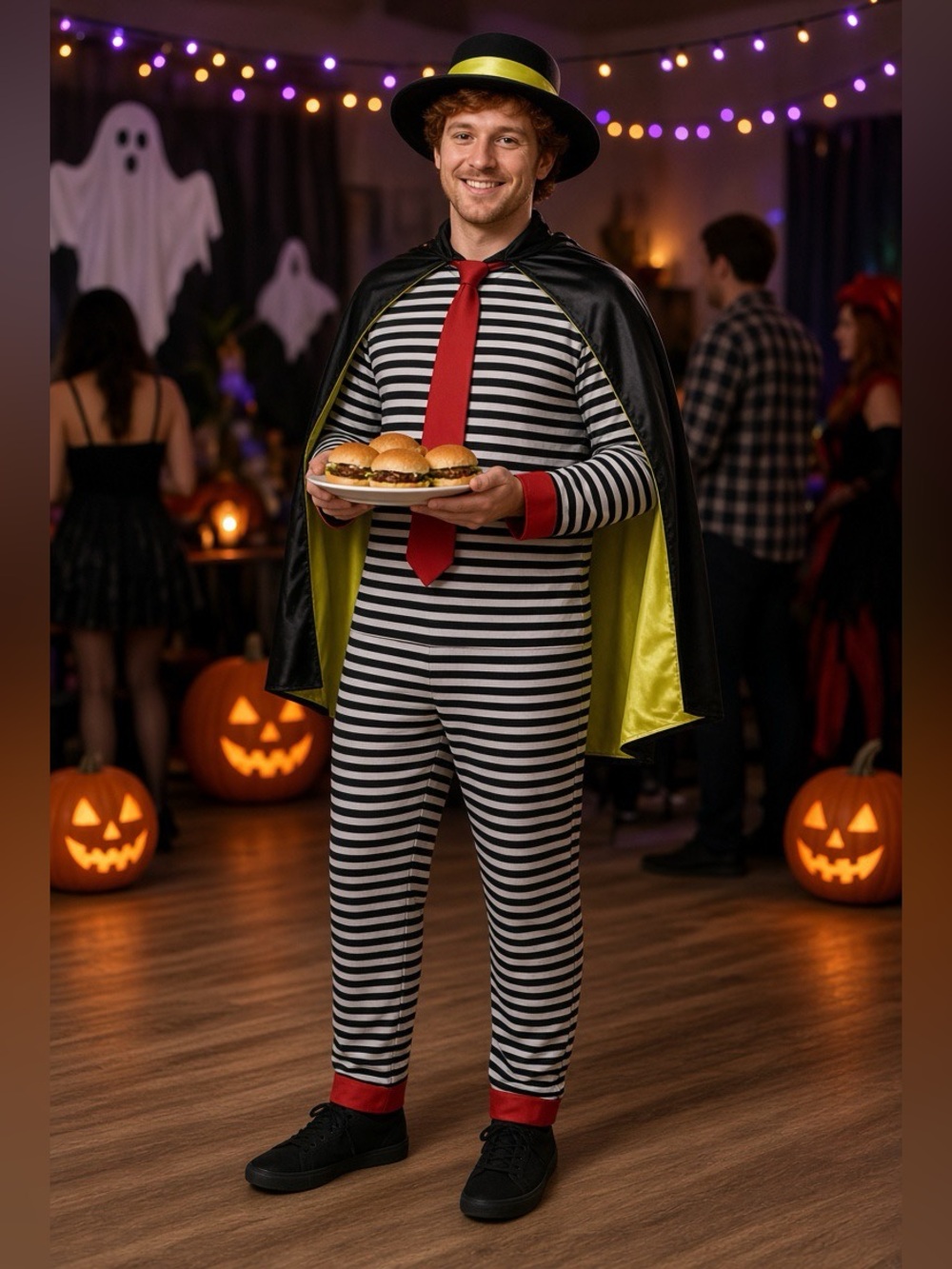 Tipsy Elves Men’s Hamburger Thief Costume Large NWT No mask